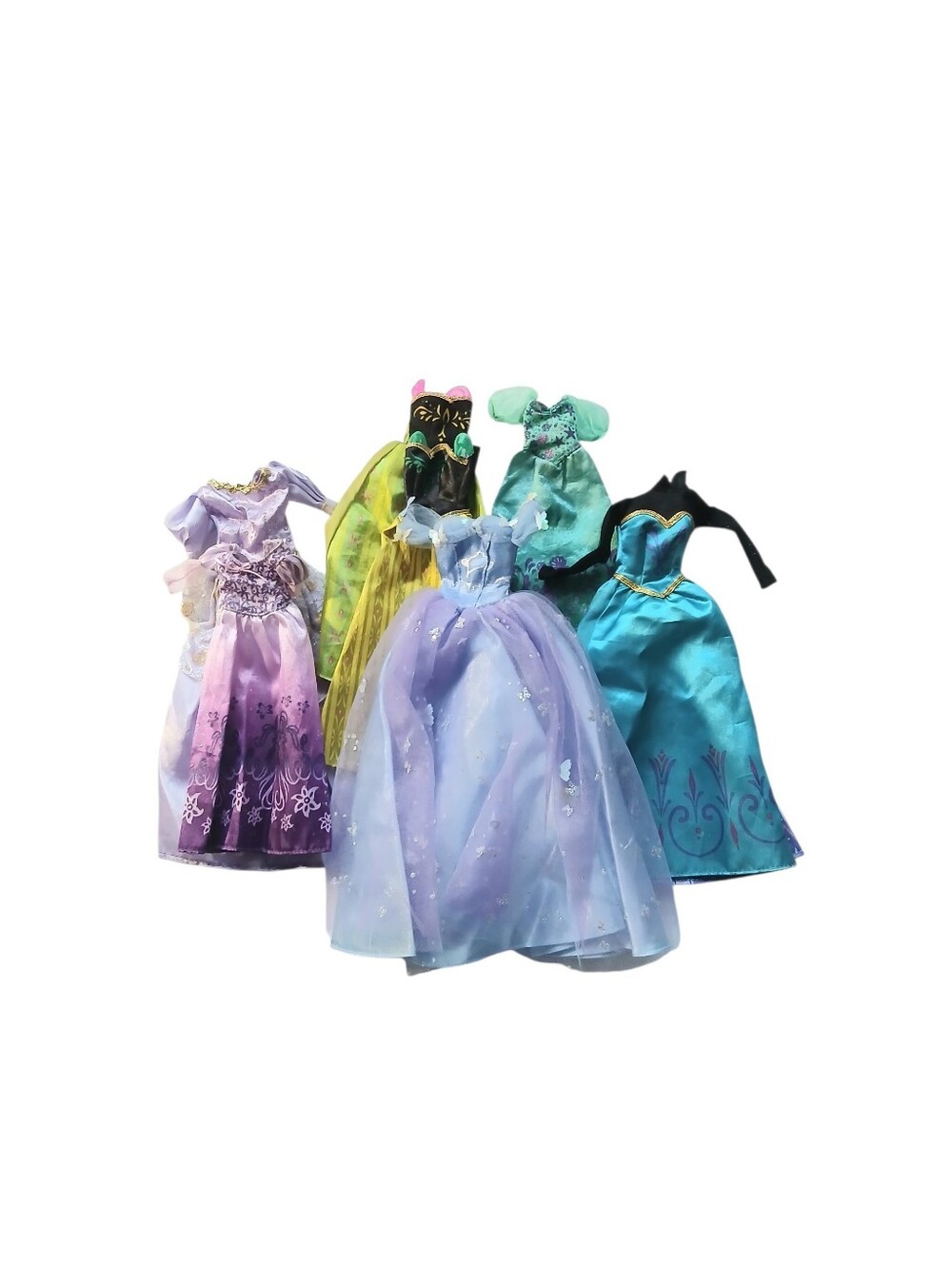 Lot of 5 Disney Princess 11" Doll Dresses – Cinderella, Rapunzel, Elsa & Anna